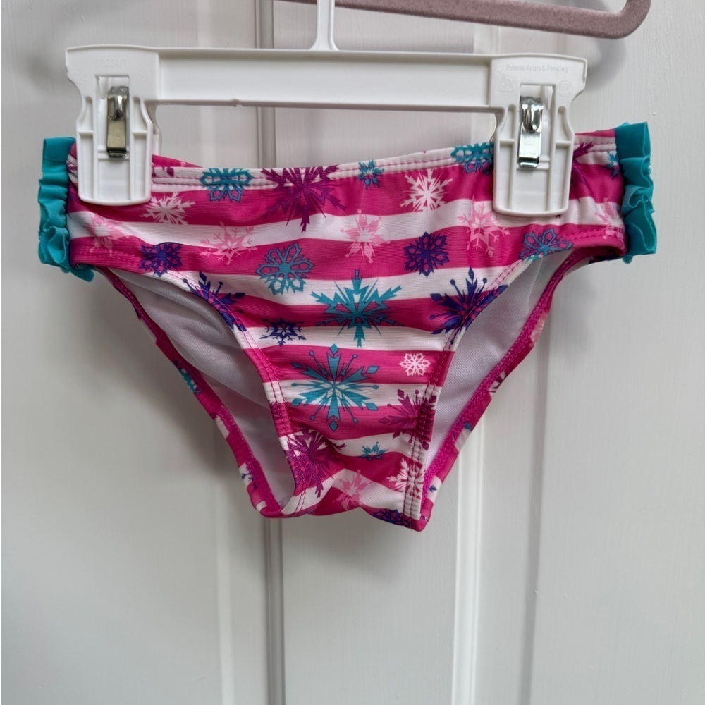 NWOT Disney Frozen 2T Girls Pink, Blue White Stripe Snowflake Bikini Bottom
